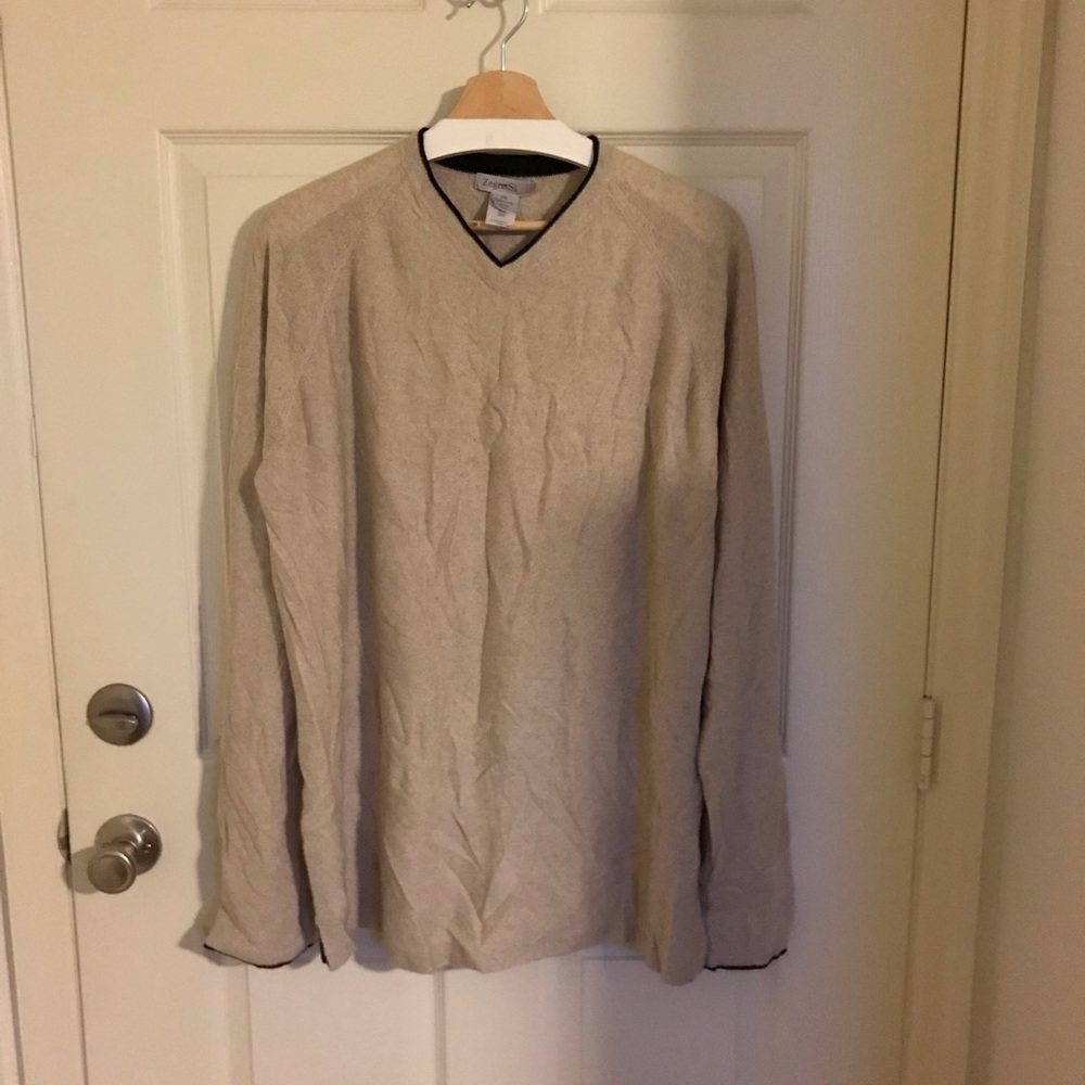 Zegna Sport Cream V-neck Silk/Cashmere Sweater